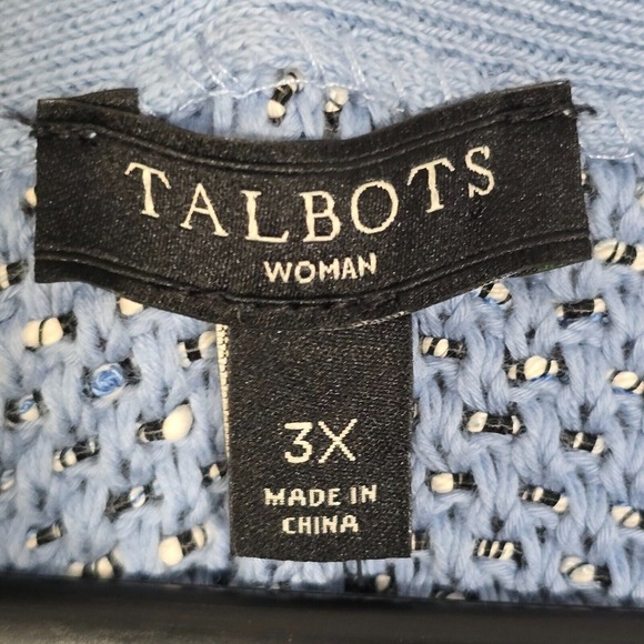 Talbots Womens Space Dyed Tweed Sweater Jacket Size 3X Blue Full Zip Peplum Hem - Picture 6 of 15